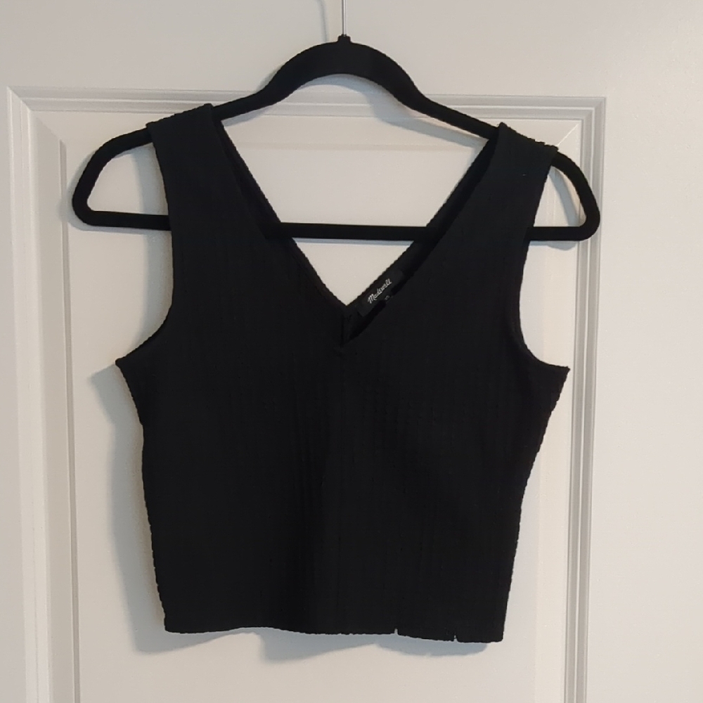 Madewell Black V-Neck Ribbed Tank Top
